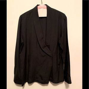 100% silk black wrap blouse